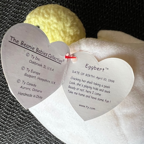 Vintage Ty Original Beanie Baby 1998 “Eggbert" Cracked Shell Yellow Chick 6” Tag - Picture 9 of 12